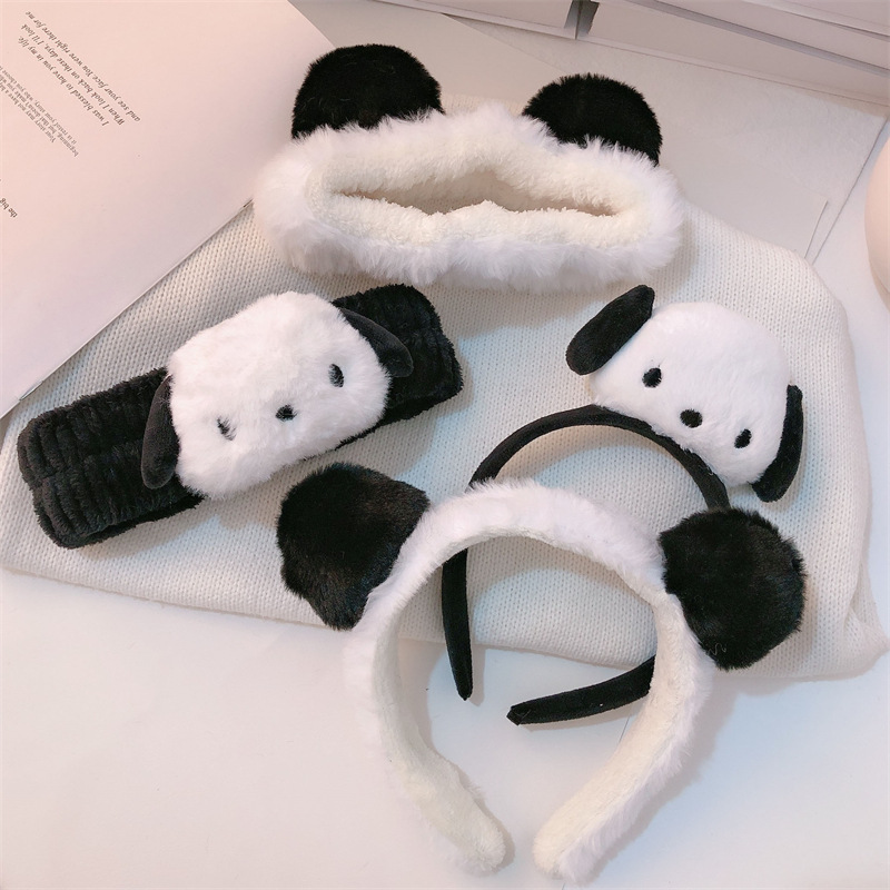 Linda banda para el cabello de panda, lavado de cara femenino, parte superior del cráneo alto, aplicación de máscara de otoño e invierno, diadema de felpa especial para lavar, tocado