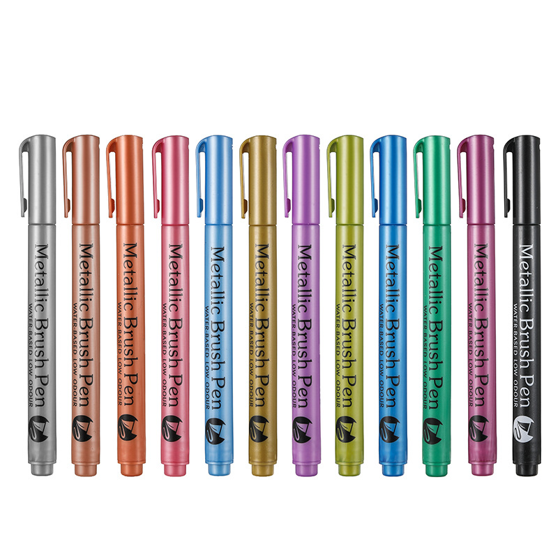 12-color soft-tip metallic pens, colorful craft paint markers, non-fading markers for signatures, DIY greeting cards, and painting pens