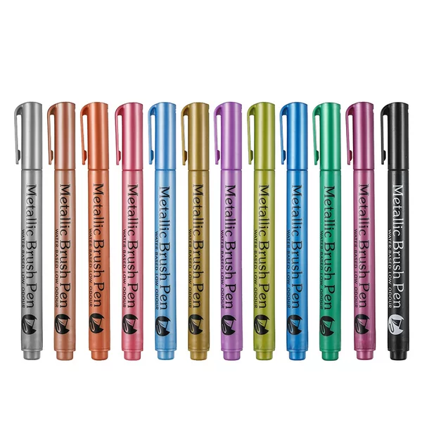 12-color soft-tip metallic pens, colorful craft paint markers, non-fading markers for signatures, DIY greeting cards, and painting pens