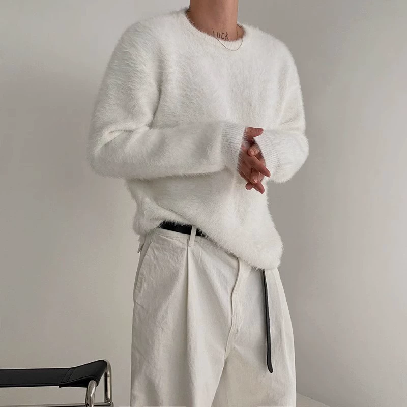 Норковая шерсть ленивый свитер мужской осень-зима