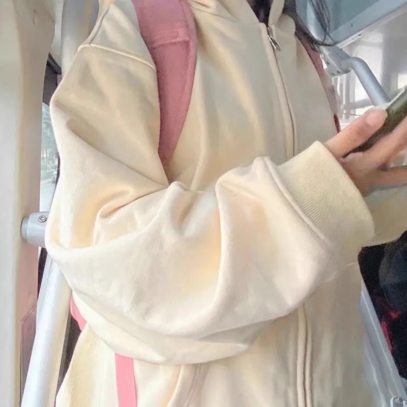 山东即墨卫衣连帽外套女2025新款早秋宽松慵懒风韩系甜美显瘦开衫|undefined