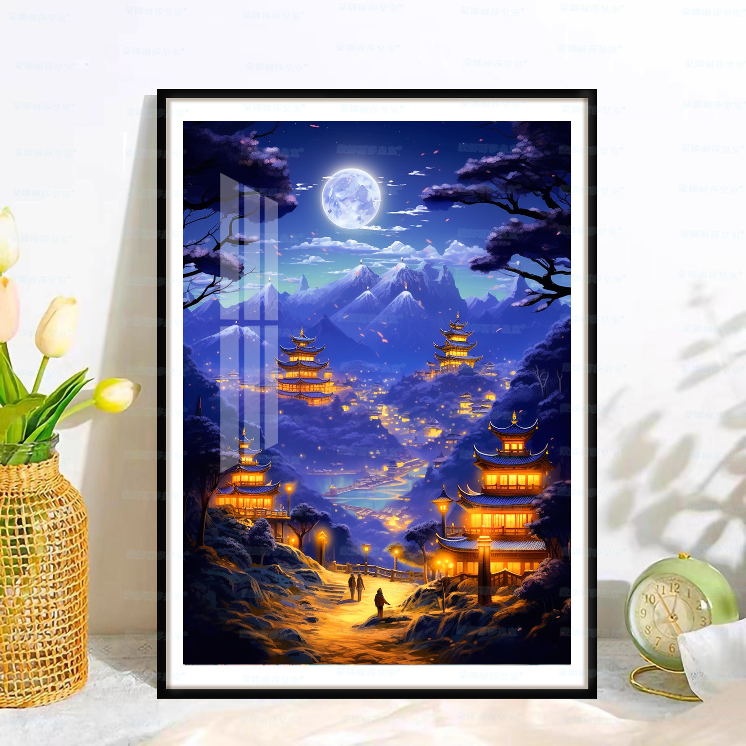 Mona Lisa real noche de bordado cruzado Chang 'an 2024 nuevo estilo antiguo paisaje paisaje paisaje decoración de la sala de estar