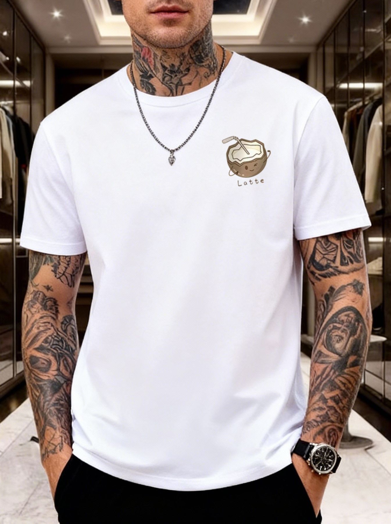 Summer Trendy Brand Printed Short-sleeved T-shirt Large Size Sports Top Fashion Men T-shirt_viptrois.com