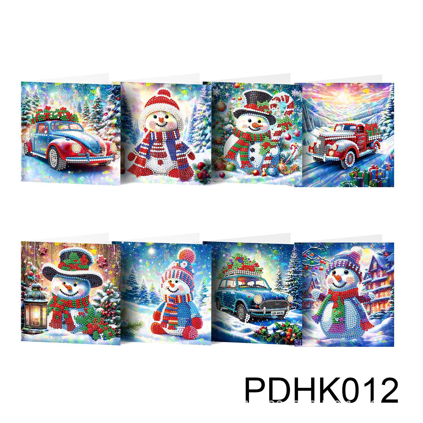 Nuevos diamantes transfronterizos alrededor de la pintura de diamantes DIY flores de Navidad tarjetas de regalo de cumpleaños 12 tarjetas de diamantes