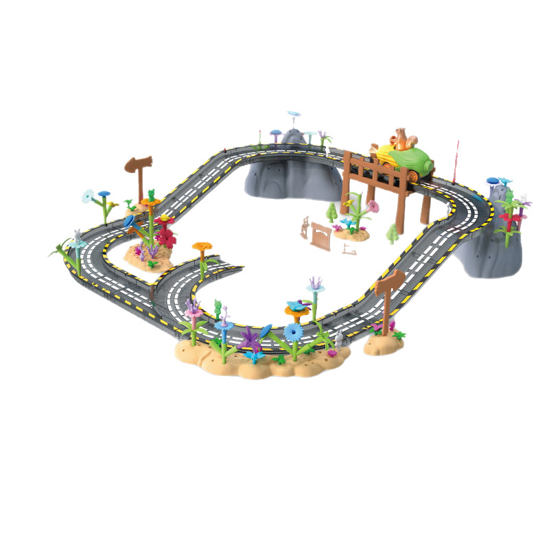 Puzzle de animales orbita eléctrica DIY multi-escena montaje vagón de ferrocarril Jardín Magnético Juguete Puzzle Tren