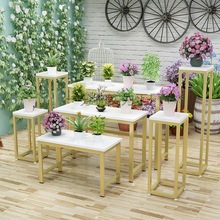 多肉专用花架铁艺花店手捧花束小桌子鲜花岛架落地橱窗花盆展台架