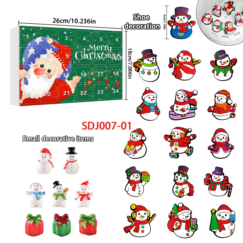 Calendario de Adviento de Navidad Nuevo calendario de cuenta regresiva de Navidad 24 Caja sorpresa de la serie navideña Caja sorpresa de muñeco de nieve de dibujos animados