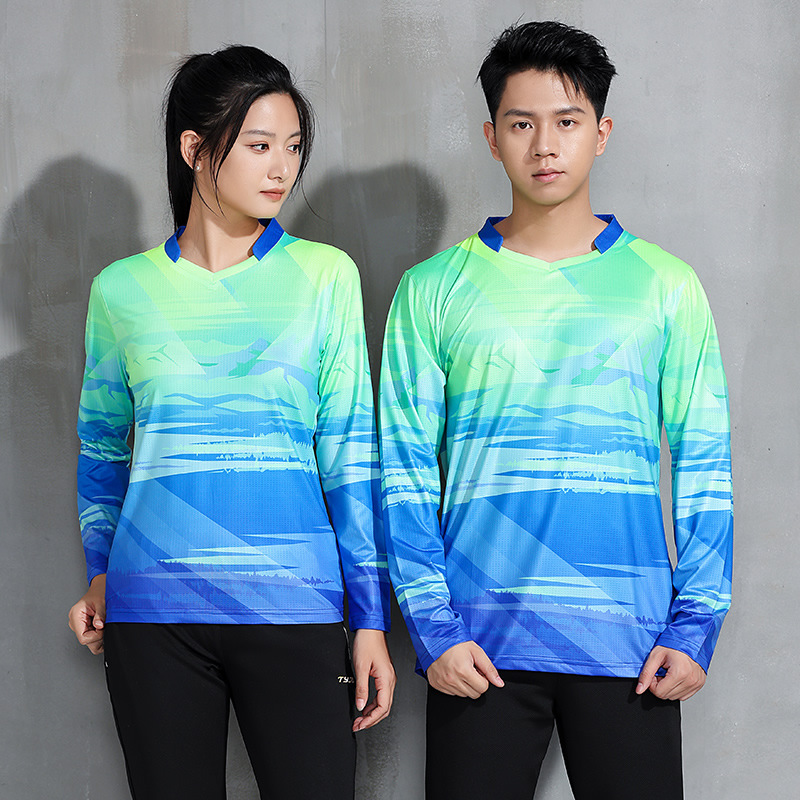 New Long-Sleeved Badminton Suit for Men and Women, Quick-Drying Training and Competition Uniforms, Table Tennis Volleyball Running Sports Uniforms