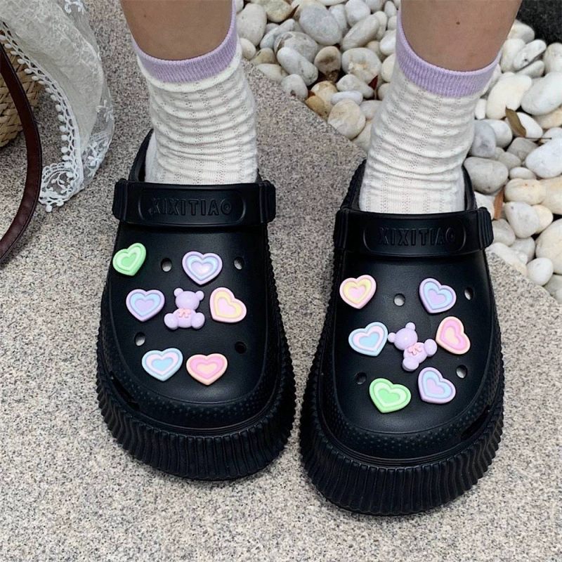 2024 новый стиль девчушки сердца студенческие пляжные холодные тапочки женские летние творческие DIY кексы с толстым дном