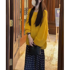 时尚休闲小个子套装女2025早秋新款针织上衣波点半身裙两件套女装