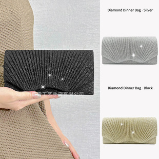 Amazon Spot European and American Evening Bags, Fashionable Pleated Mini Dinner Bags, Simple Red Clutch Bags, Shoulder Bags for Women