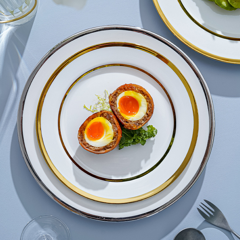 Placa plato hogar plato de alto grado plato de desayuno pastel occidental plato de postre de cerámica plato de pasta de alto aspecto