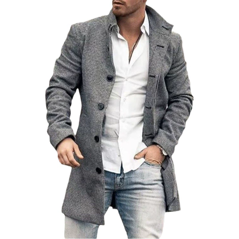 2023 Шерстяная куртка с принтом Мужская Внешняя торговля Повседневная осень и зима Новая длинная куртка с лацканами Независимые станции Взрывы