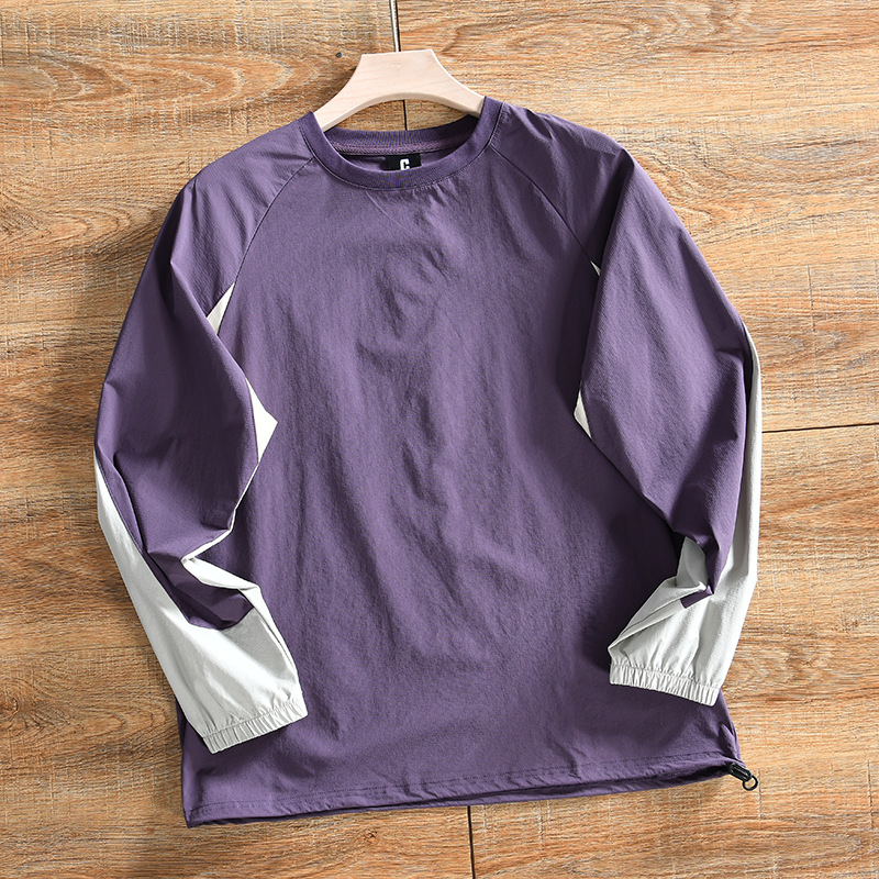 Men's Clothing mountain casual autumn new men's outdoor sports high end color matching quick drying stretch long sleeved T shirt_voghion.com