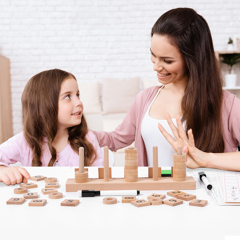 Juego de bloques de construcción de columnas de cálculo digital transfronterizo para niños adición y resta para ejercitar la coordinación mano-cerebro del bebé juguete