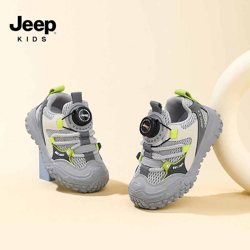 Jeep男童宝宝鞋2025年春夏新款旋转纽扣女童运动鞋舒适软底儿童鞋|undefined