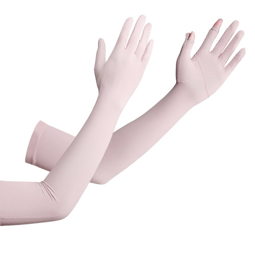 Sun protection gloves, ice silk ice sleeves, women's summer extended arm guards, one-piece cycling anti-UV sports high-elastic sleeves