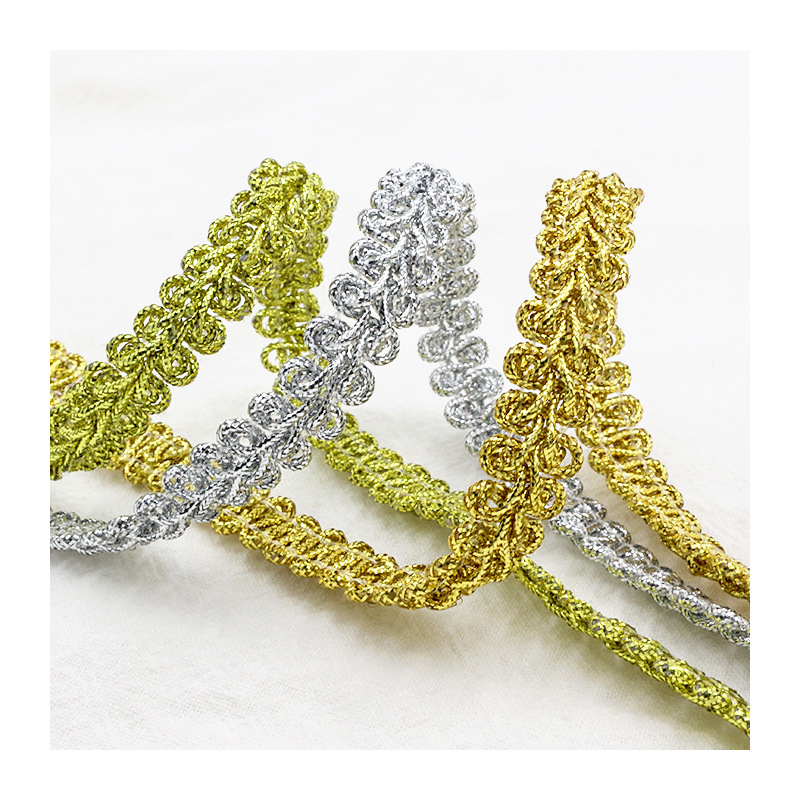 Fábrica directa de 3 colores 1cm oro y plata seda cientipago encaje ropa infantil danza ropa linterna decoración accesorios de banda de herringe
