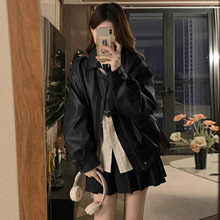 黑色皮衣外套女2025新款春秋款学院风机车服小个子短款pu皮夹克