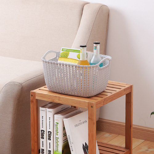 imitation rattan woven desktop storage basket plastic storage basket kitchen storage basket snack storage box bathroom shower storage rack