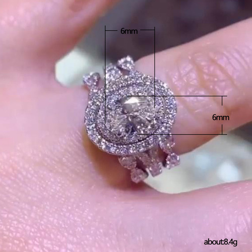 Cao Shi's Same Style: 2-in-1 Egg-Shaped Zircon Ring Set for Women – Trendy Korean-Japanese Two-Piece Couple Rings
