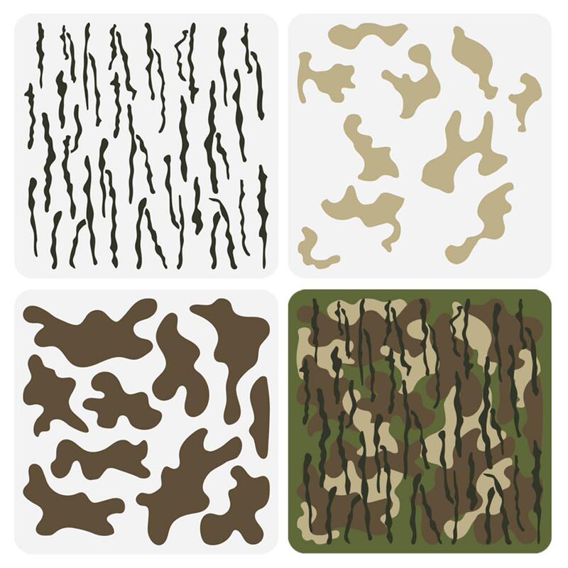 3-Piece Set of Camouflage Templates Reusable Painting Molds 11.8inch Plastic Spray Paint Templates DIY 3-Piece Set of Camouflage Templates Reusable Painting Molds 11.8inch Plastic Spray Paint Templates DIY