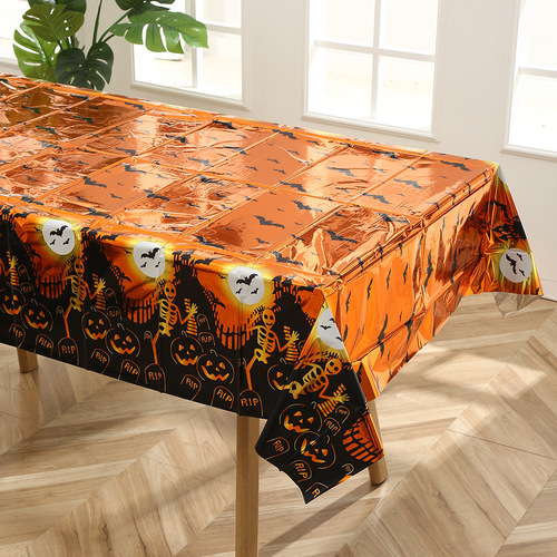 Small Halloween theme party PE tablecloth dessert table decoration disposable tablecloth plastic rectangular tablecloth