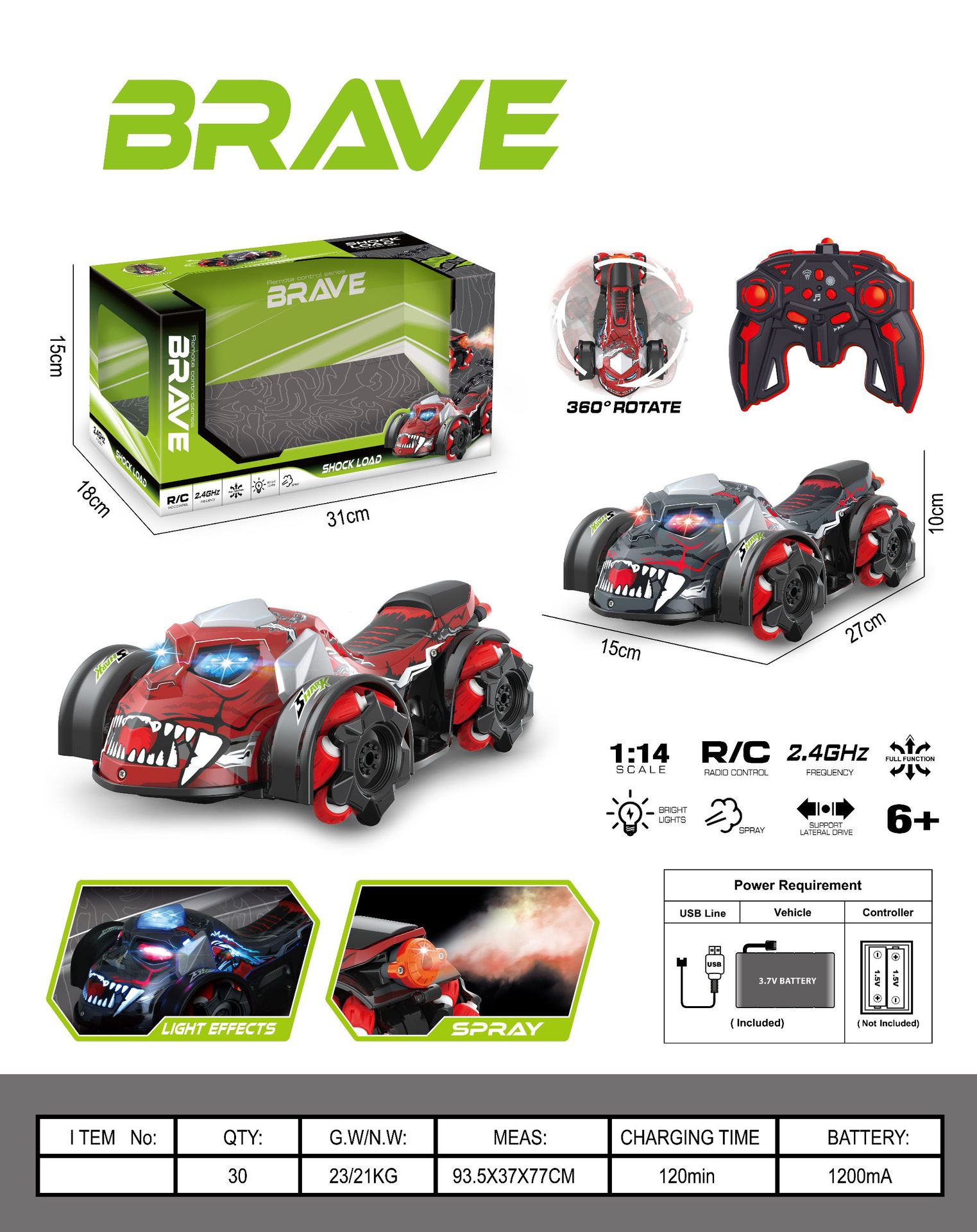 Transfronterizos Amazon Shark Truck Spray Coche de control remoto Coche de juguete Coche de deriva Coche inalámbrico Crossroad Coche de escalada