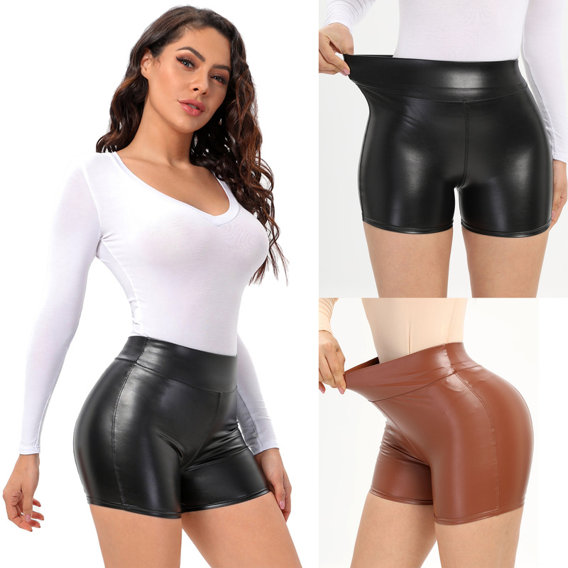 815 # Wish Amazon Cross-Border Leather Shorts Women's Pu Leather Pants Sexy Hot Pants Nightclub Casual Sports Pants