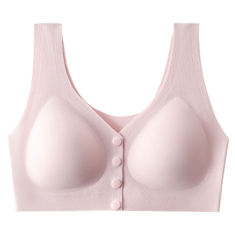 Mamá ropa interior modal de verano de seda fina de hielo sin costuras hebilla frontal sujetador chaleco inalámbrico sujetador de mediana edad y ancianos