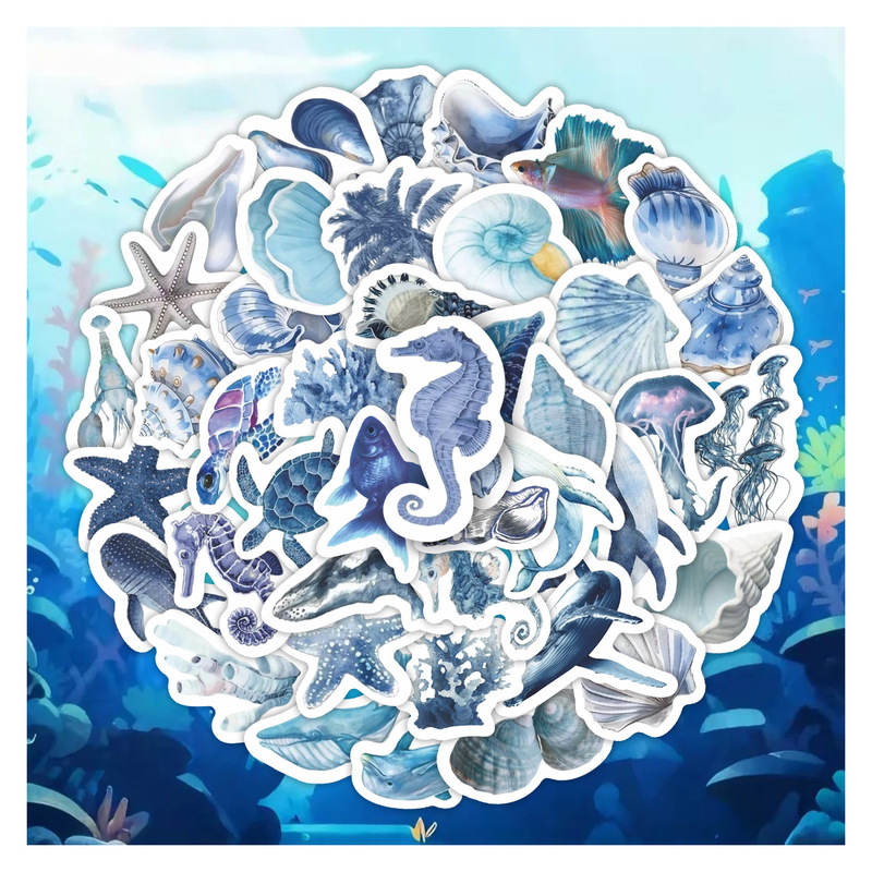 53 Blue Ocean Series Stickers for Laptops, Notebooks, Mobile Phone Cases, Cross-Border Decorative Waterproof Stickers