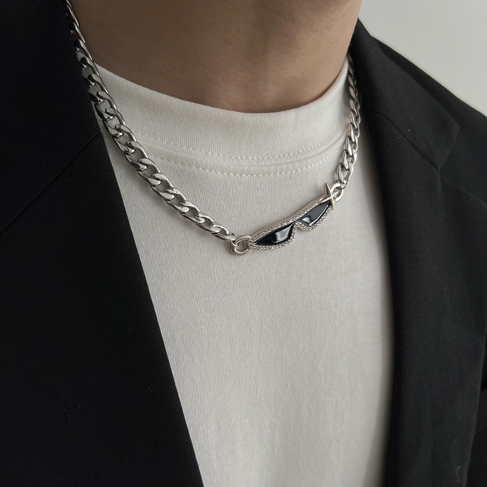 Cubaanse ketting van titaniumstaal voor dames hip hop stijl ketting_voghion.com