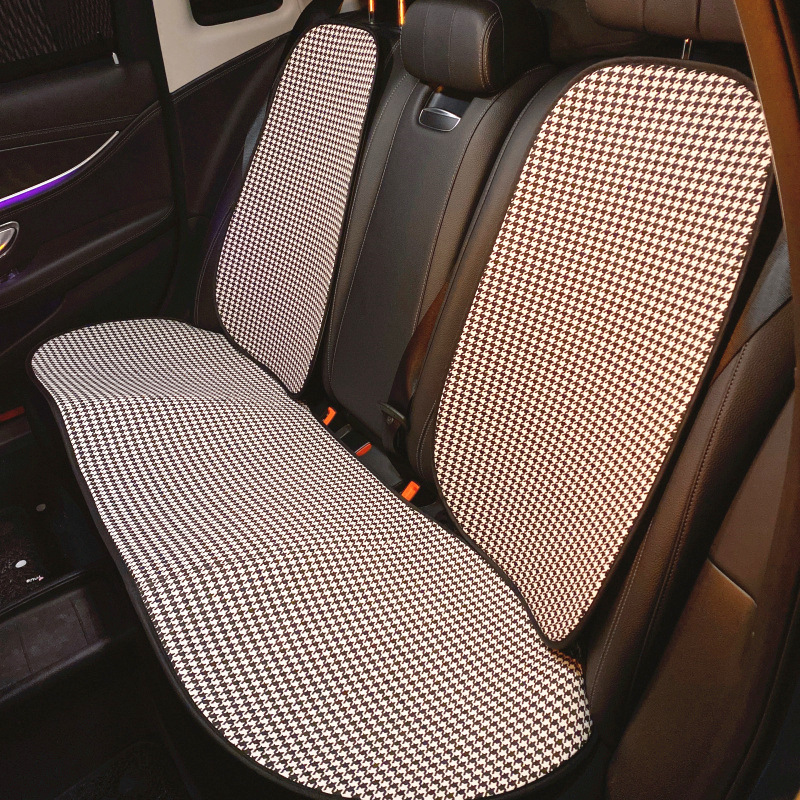 Houndstooth Car Interior Headrest Neck Pillow Women's Winter Cute Car Seat Belt Shoulder Guard Gear Handbrake Cushion