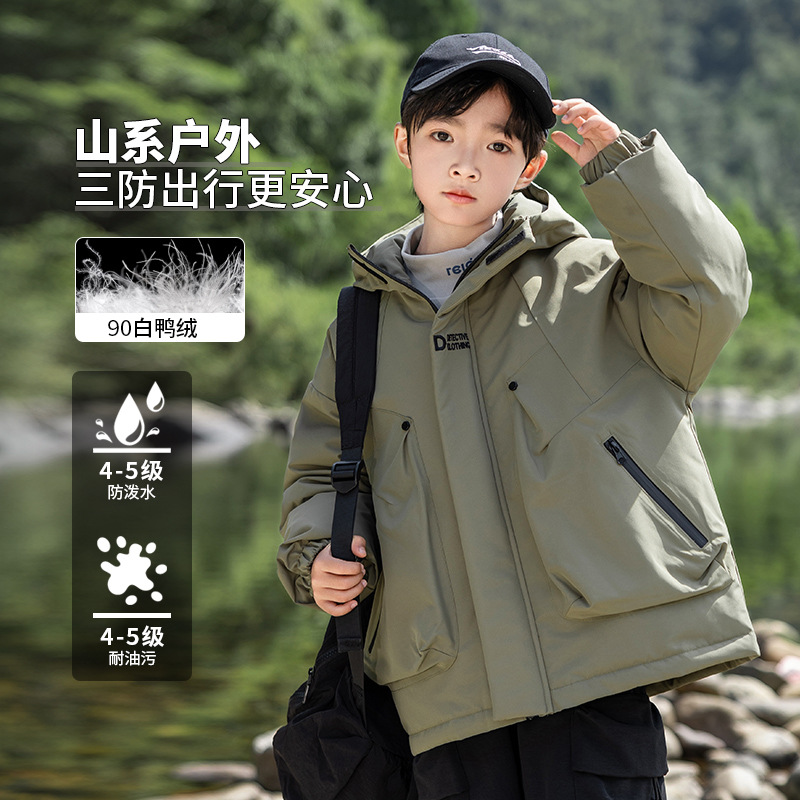 2025 New Style Boys' Down Jacket, Winter, Detachable 3-in-1 Windproof Down Jacket for Boys and Big Kids
