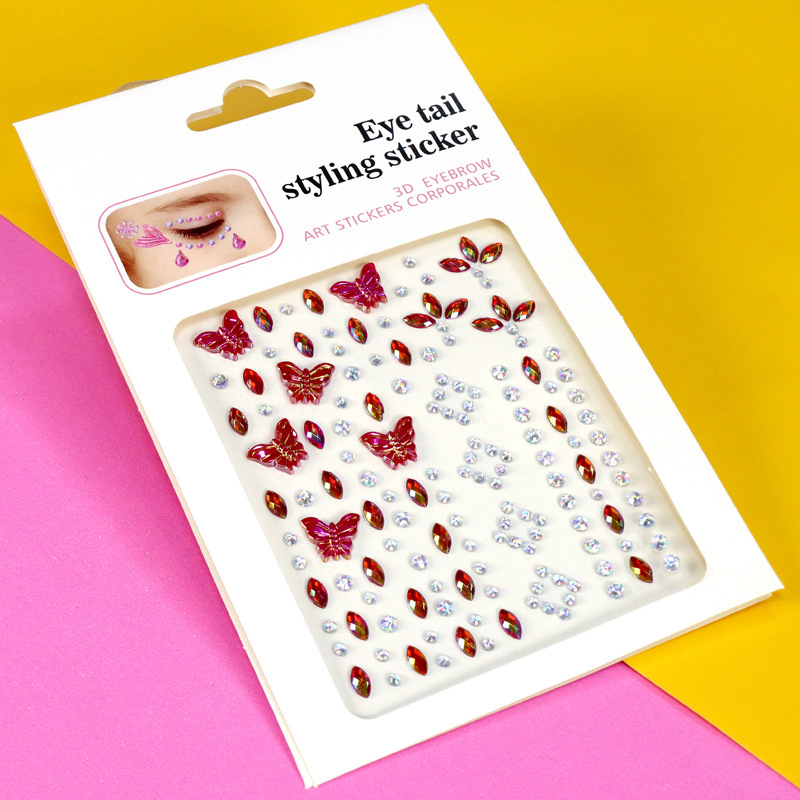 Pegatinas de Pedrería para Maquillaje Facial y Ojos de Resina Autoadhesivo Brillante para Maquillaje Facial y Ojos