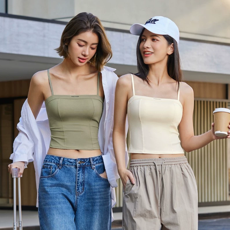 Genuine summer thin top with cups, wireless bra, vest, bra top