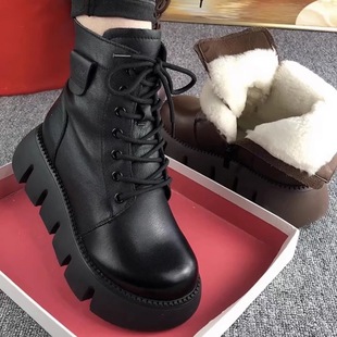 Soft Leather Snow Boots Women's Cotton Boots 2024 New Winter fleece-lined Thickened Warm Boots Soft Bottom Thick Bottom Non-slip Cotton Shoes