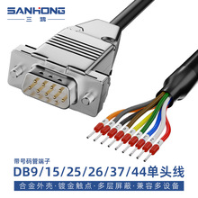 DB9/15/25/26/37/44单头端子线数控机床PLC端子台工控机转接线