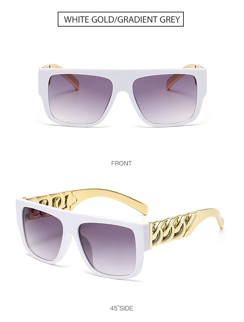 60g Weight Full Frame Glasses Structure Sunglasses Classification Ac, UV400 Protection Lens Material Square Glasses Style Party, Street Occasion Geometric Pattern Unisex Gender IG Style, Punk Style Grey, Black Color IG Style Punk Geometric Ac UV400 Protection Square Full Frame Men's Sunglasses 7
