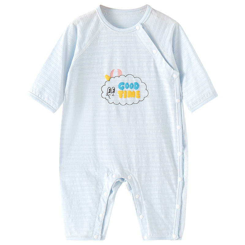 Bebé verano mono ropa de recién nacido algodón fino de manga larga aire acondicionado pijamas para hombres y mujeres ropa de verano para bebés