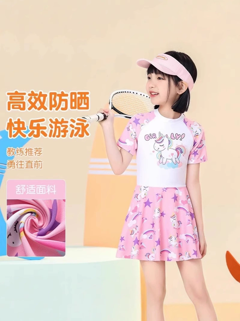 Детский купальник, летний комбинезон, мультипликационная экипировка, с коротким рукавом, для подростков
