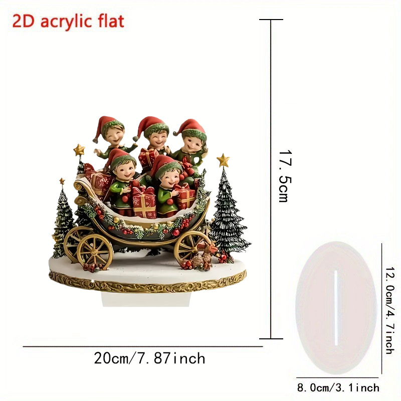 Transfronterizo acrílico 2D Navidad Snow House Santa Claus reno muñeco de nieve decoración de mesa