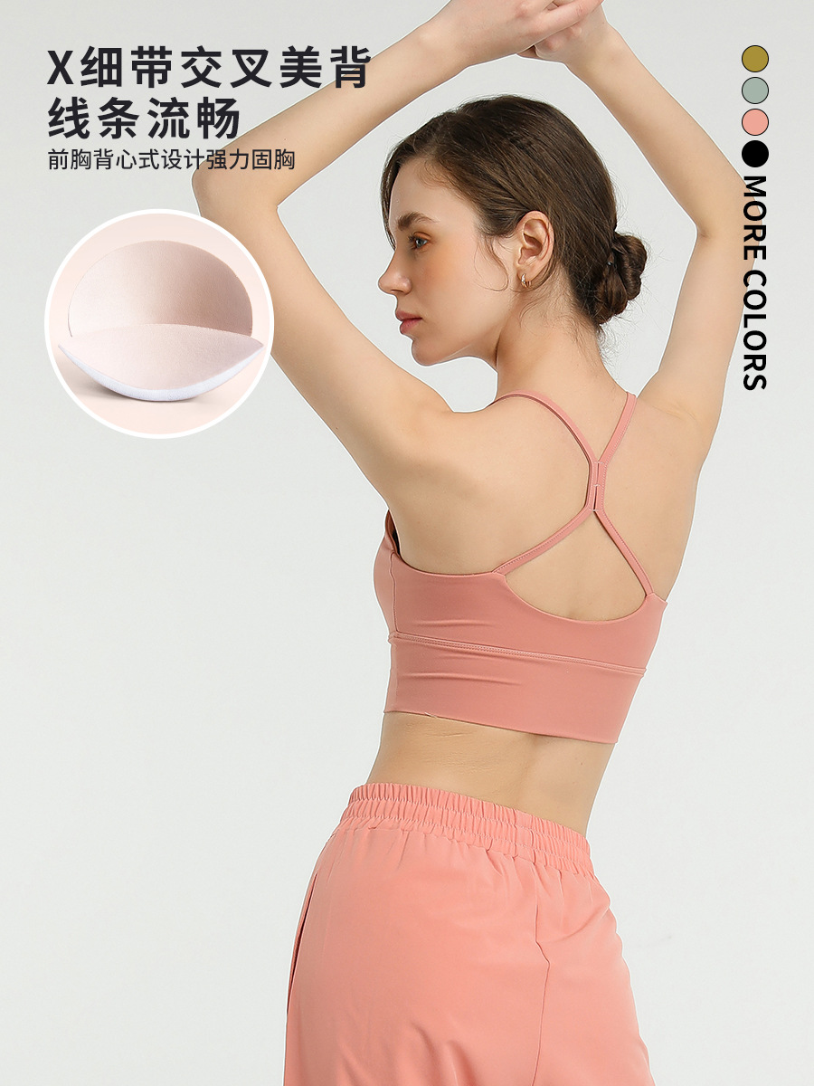 Europa y América nueva sexy cinturón pecho pad ropa de yoga correr deportes Chaleco de secado rápido sujetador a prueba de golpes push up ropa de fitness para mujeres