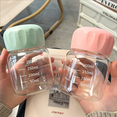 Glass Fat Cup Shaker Cup Gift Milk Cup Student Internet Celebrity Portable Compact Mini Heat-Resistant Cup