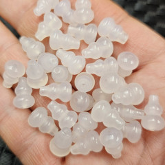 氷種白玉髄通孔瓢箪玉散珠白瑪瑙立体瓢箪ブレスレットネックレスアクセサリービーズ