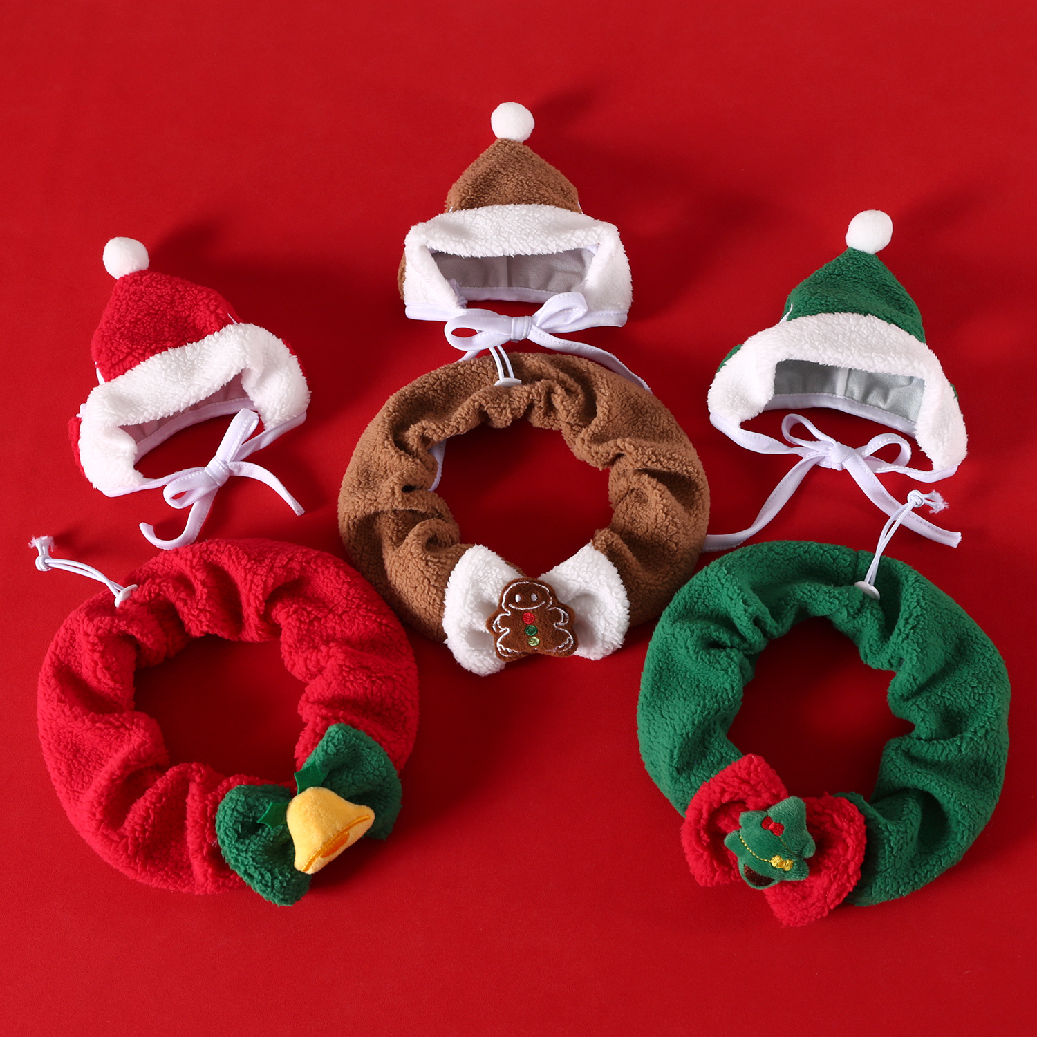 2025 Pet Bichon Puppy Traje de Navidad Árbol de Navidad de felpa Campana Bufanda Sombrero Gato Gato Cálido image 3