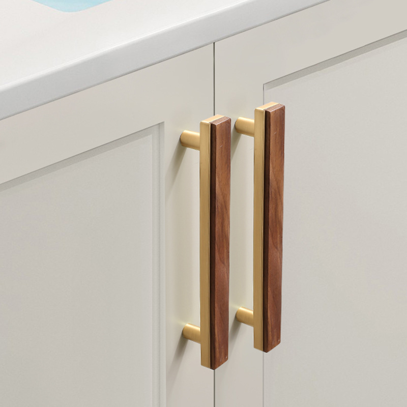 新中式衣櫃門拉手現代簡約高檔櫥櫃門把手抽屜鞋柜子手柄實木輕奢
