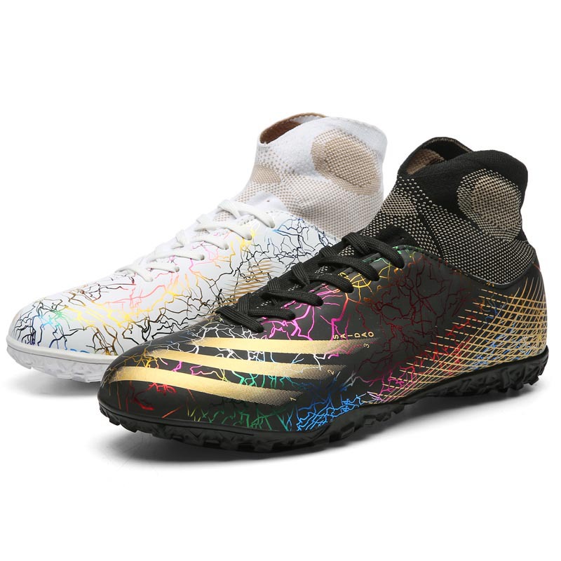 Nuevos zapatos de fútbol al por mayor de los hombres transpirable fisión de Pato Mandarín alto-top uñas cortas uñas rotas zapatos de fútbol de hierba más tamaño de entrenamiento