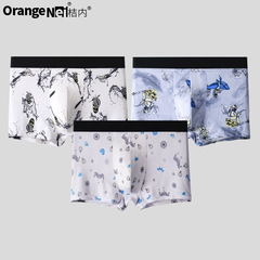 桔內蕉凸男士內褲夏季冰絲印花透氣舒適時尚平角四角褲廠家