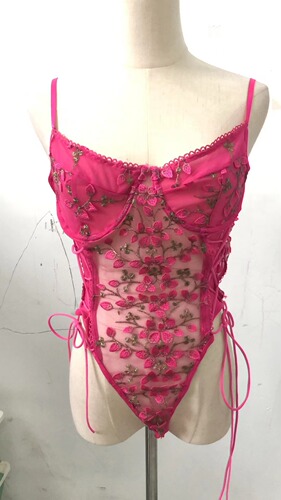 Cross-border trade embroidered strapless one-piece lingerie, sexy playful lingerie for women, embroidered passion temptation for women 710